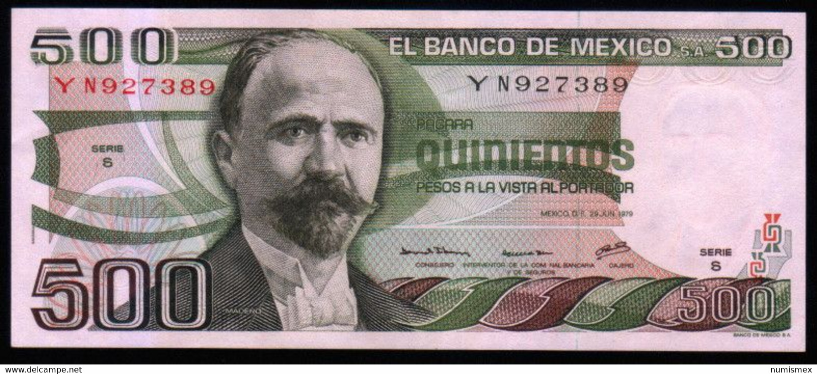 MEXICO 500 Pesos ( MADERO ) 29/06/1979 Serie S  YN927389 PICK 69 UNC - Mexiko