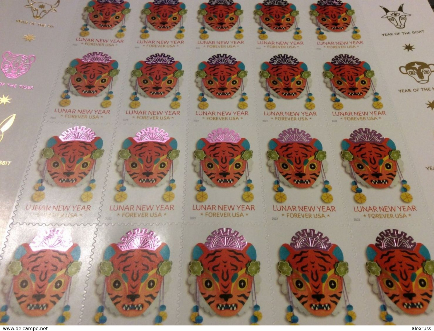 US 2022 Chinese Lunar New Year Series: Year of the Tiger, Sheet of 20 Forever Stamps, Special Printing, VF MNH**