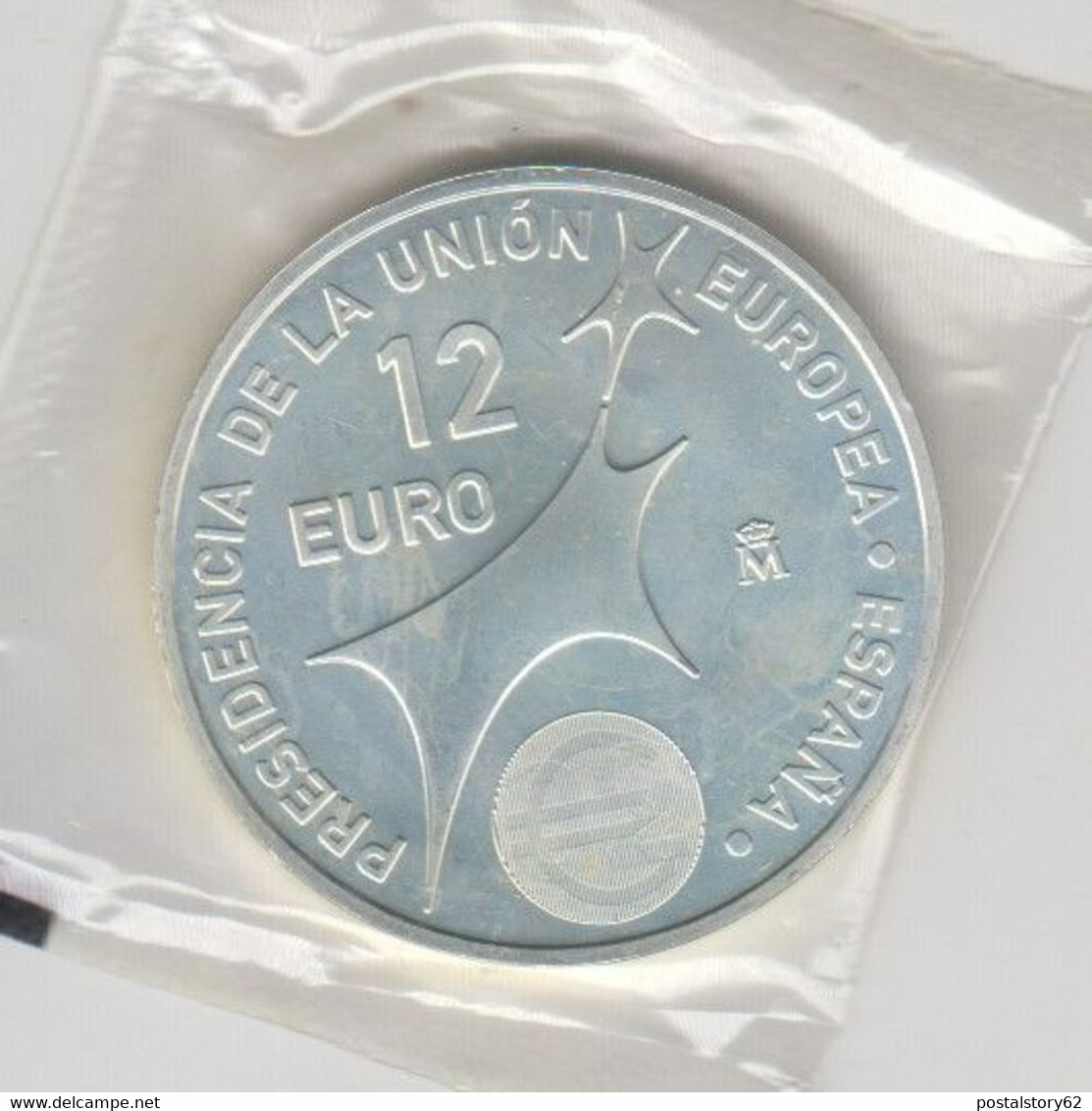 Spagna, Moneta Arg. Da 12 Euro - Presidenza Della Unione Europea - Juan Carlos I° Y Sofia . Anno 2002 - Andere & Zonder Classificatie