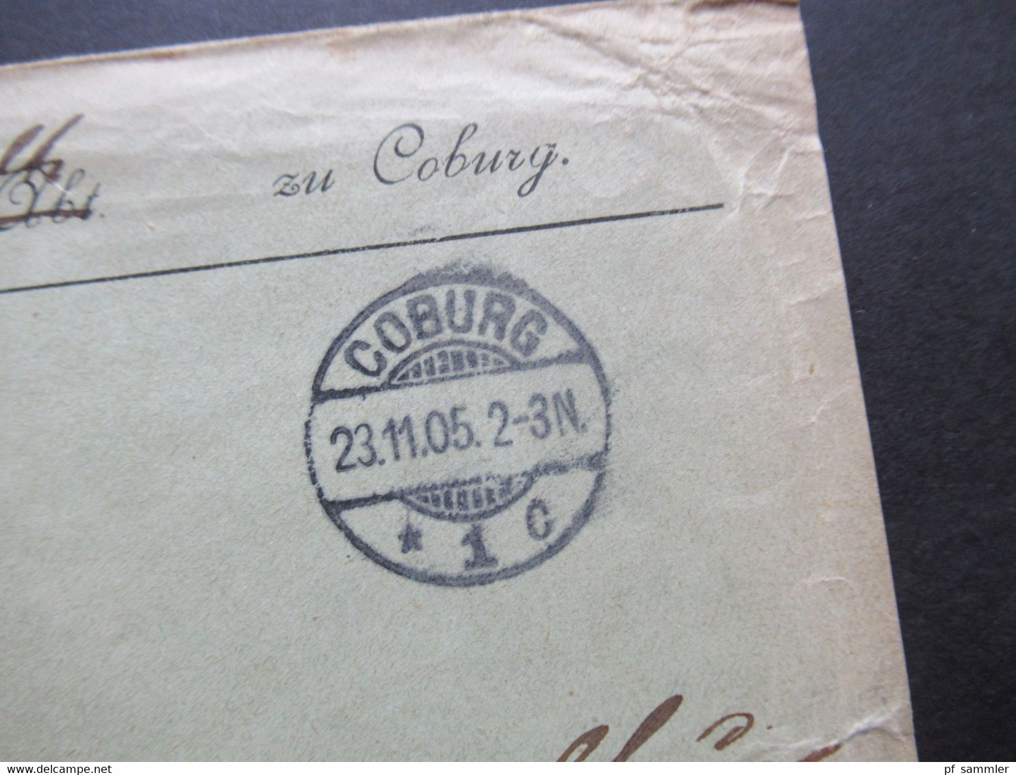 DR Dienst 1905 Absender Herzogl. S. Amtsanwalt Zu Coburg Stempel Frei Laut Avers No 9 Der Amtsanwalt - Dienstzegels