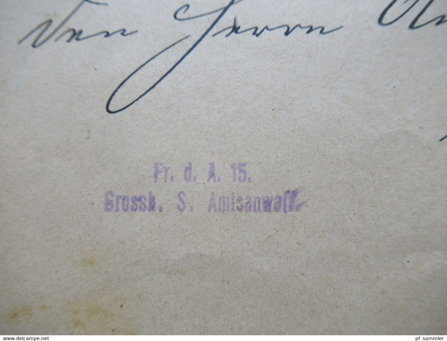 DR Dienst 1909 Stempel Frei D. A. Avers No 15 Grossh. S. Amtsanwalt Und Papiersiegel Grossh. S. Amtsanwalt Apolda - Dienstzegels