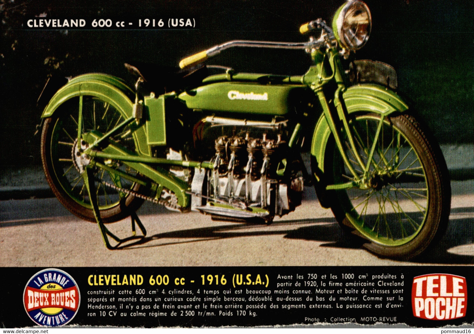 Fiche Technique D'une Cleveland 600 Cc - 1916 (USA), Découpée Dans Télé Poche - Motos