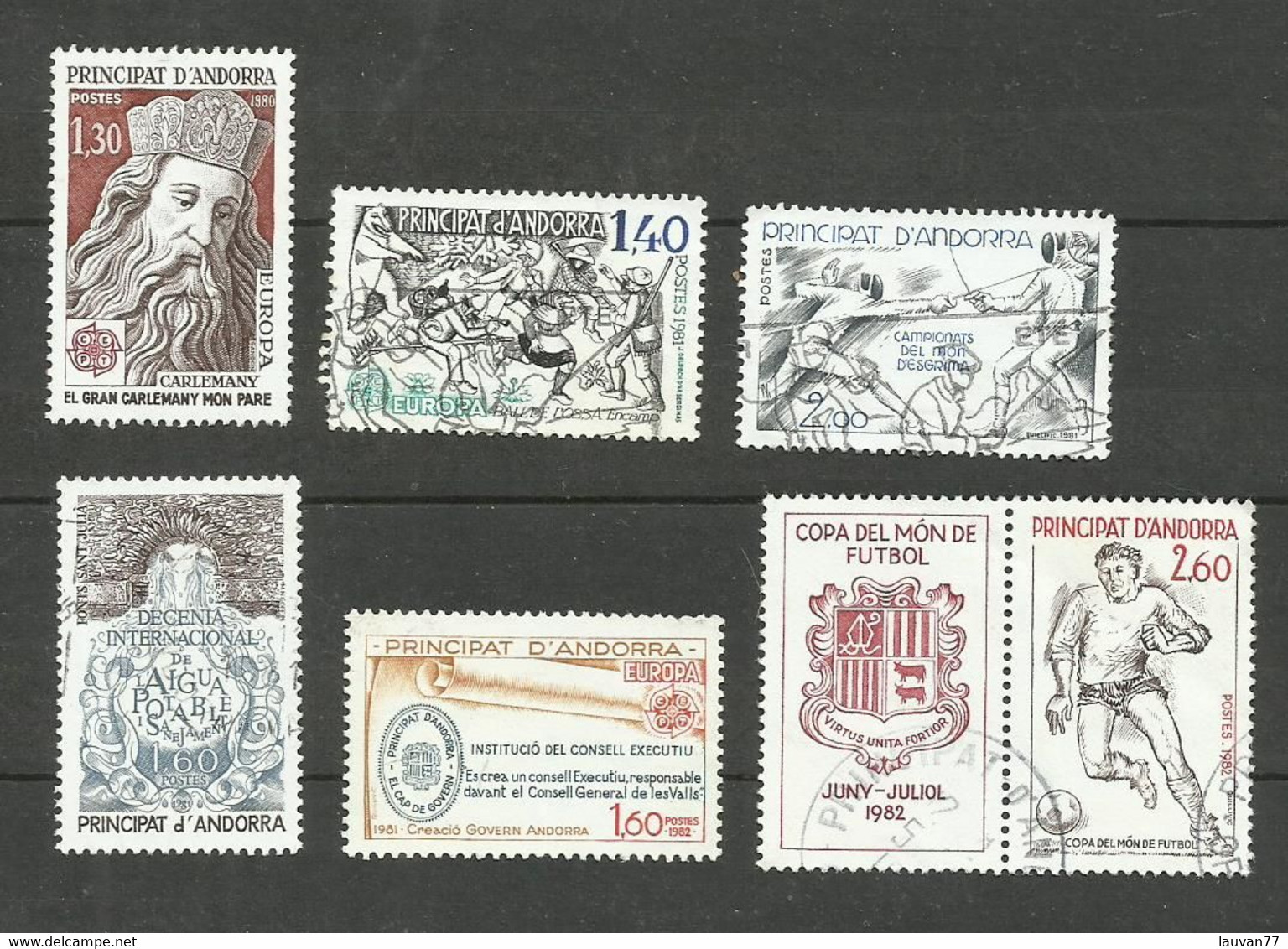 Andorre Français N°284, 292, 296, 298, 300, 303 Cote 4.40€ - Oblitérés