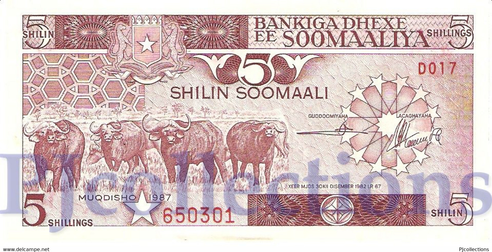 LOT SOMALIA 5 SHILLINGS 1987 PICK 31c UNC X 5 PCS - Somalia