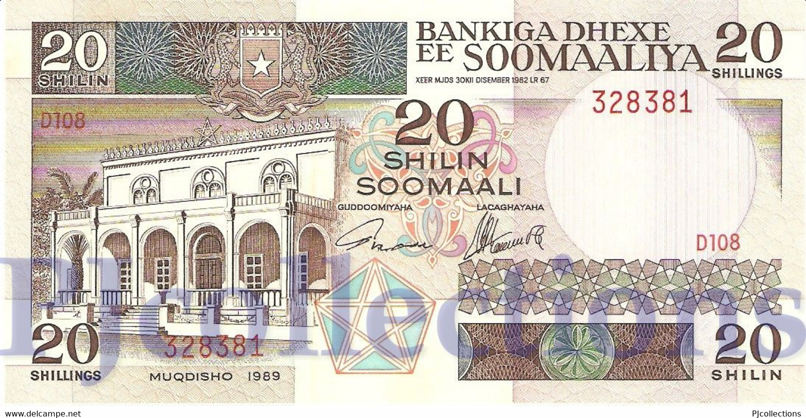 SOMALIA 20 SHILLINGS 1989 PICK 33d UNC - Somalie