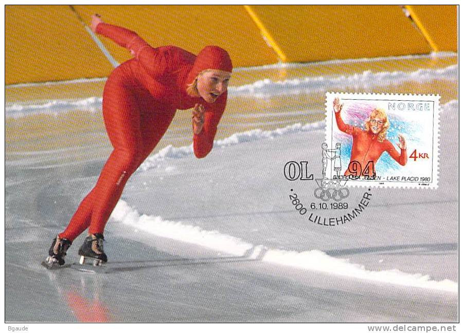 NORVEGE  CARTE MAXIMUM  NUM.YVERT 980 JEUX OLYMPIQUES LILLEHAMER DE 1994 SPORT - Cartes-maximum (CM)