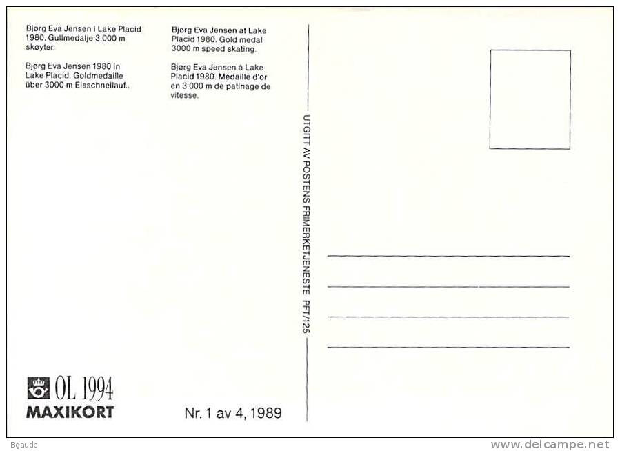NORVEGE  CARTE MAXIMUM  NUM.YVERT 980 JEUX OLYMPIQUES LILLEHAMER DE 1994 SPORT - Maximumkaarten