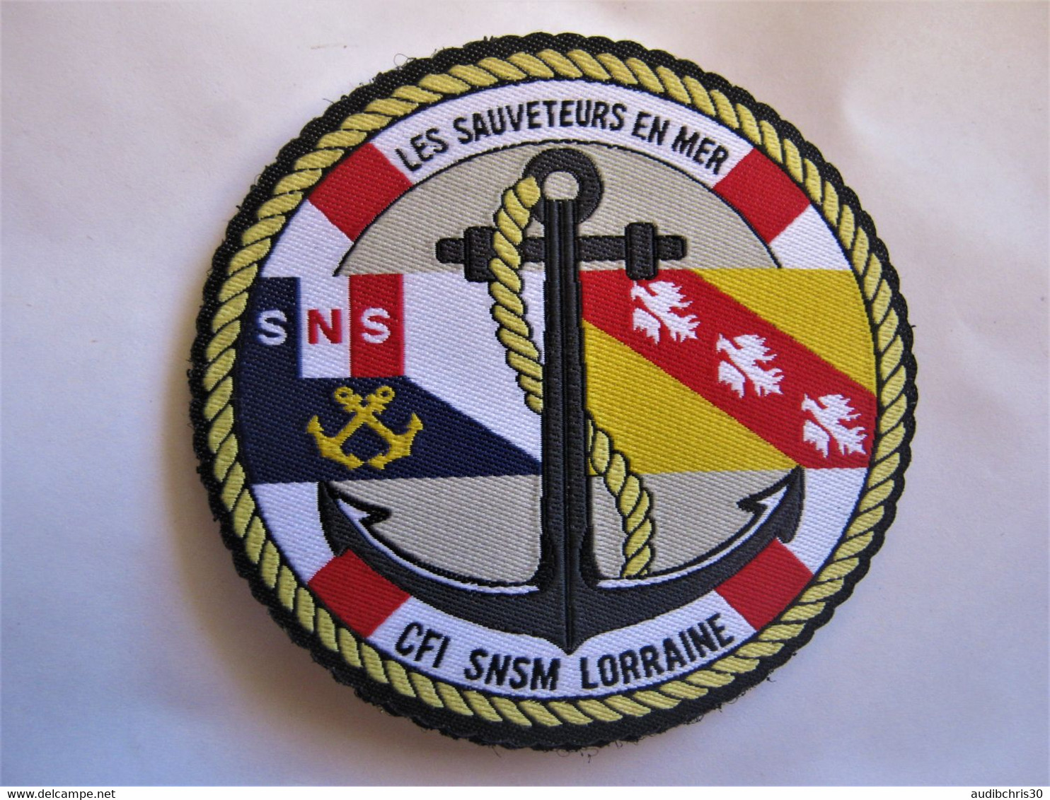 ECUSSON SAUVETAGE EN MER CFI SNSM LORRAINE SCRATCH AU DOS 80MM - Pompiers