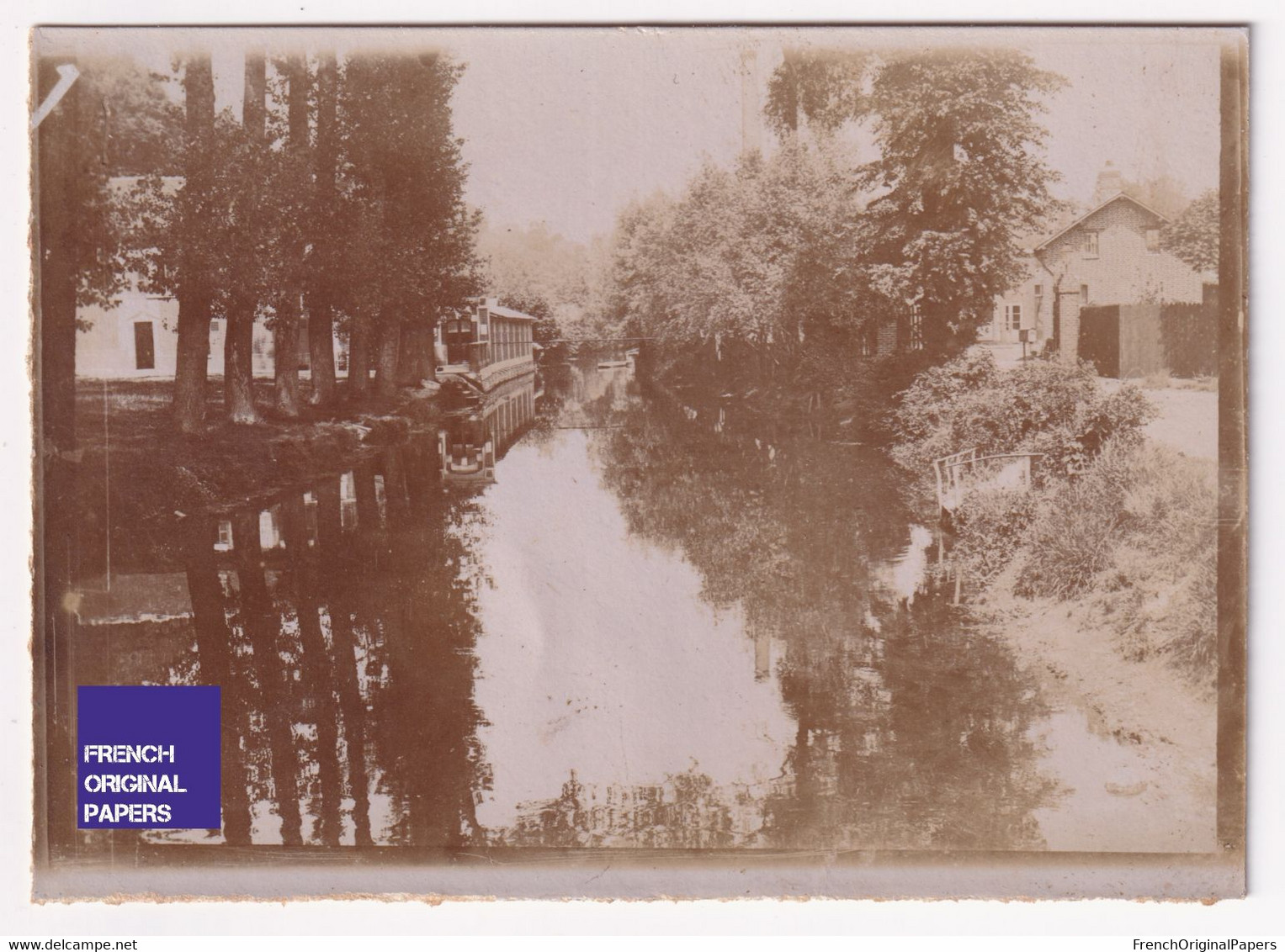 Gisors - Bief Canal Maisons / Eure - Rare Petite Photo 1900s 8,5x6cm Normandie A86-20 - Lugares