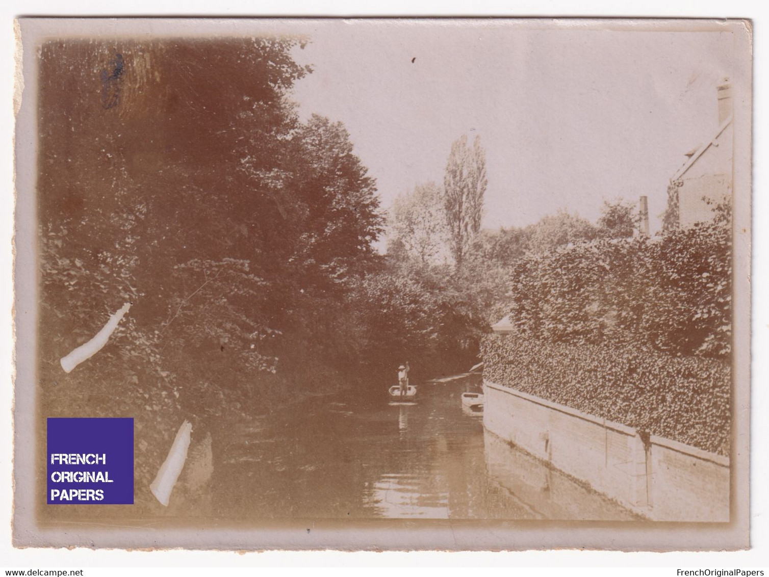 Gisors - Bief Canal Maisons Canotier / Eure - Rare Petite Photo 1900s 8,5x6cm Normandie A86-20 - Lugares