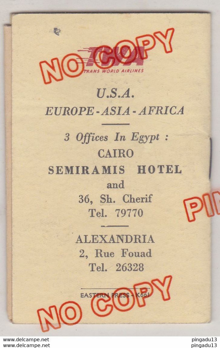 Au Plus Rapide Egypte Le Caire Hôtel Semiramis Plan Ville Publicité Avion Aviation TWA Années 50 - Welt