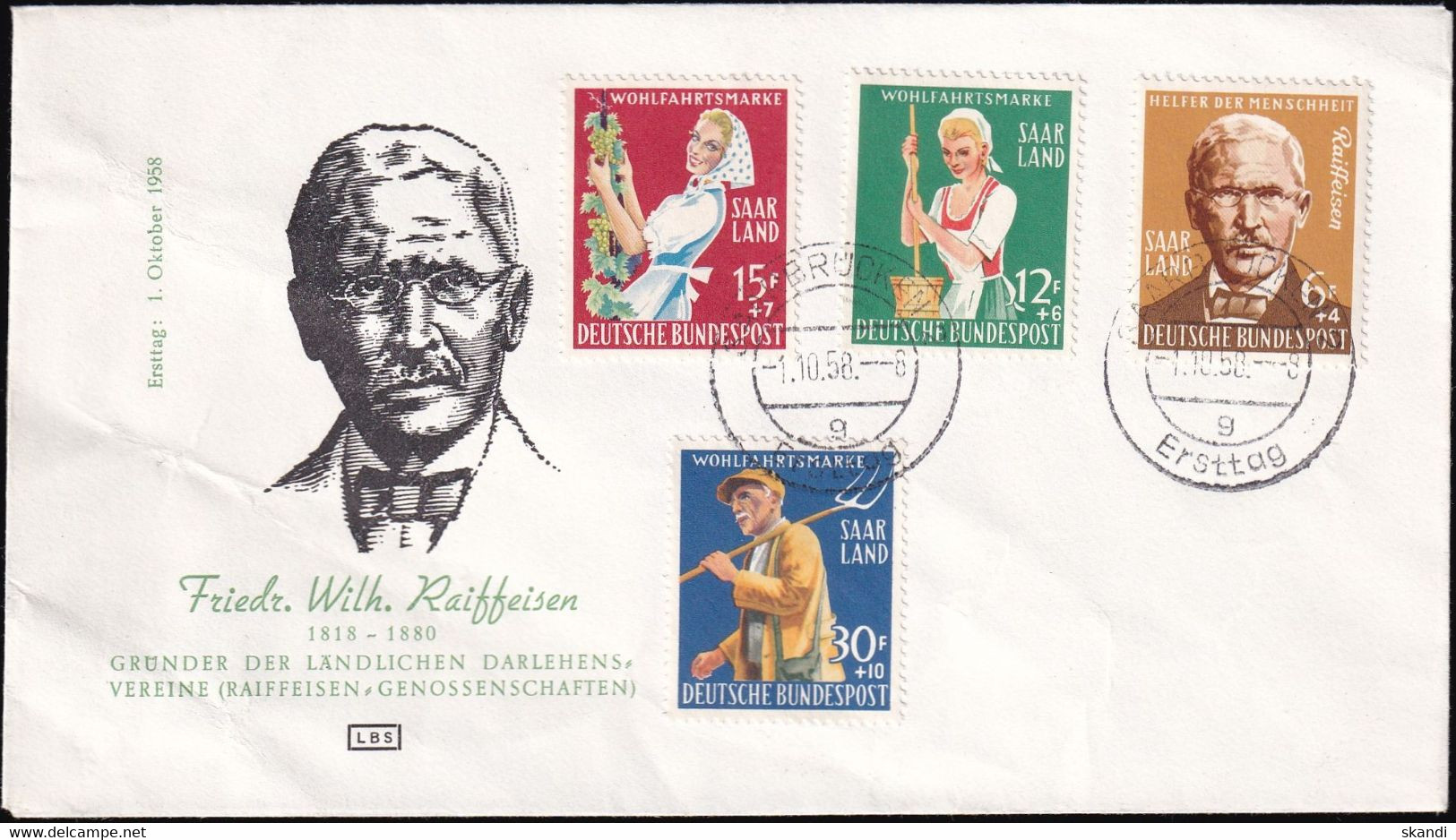 SAARLAND 1958 Mi-Nr. 441/44 FDC - Covers & Documents