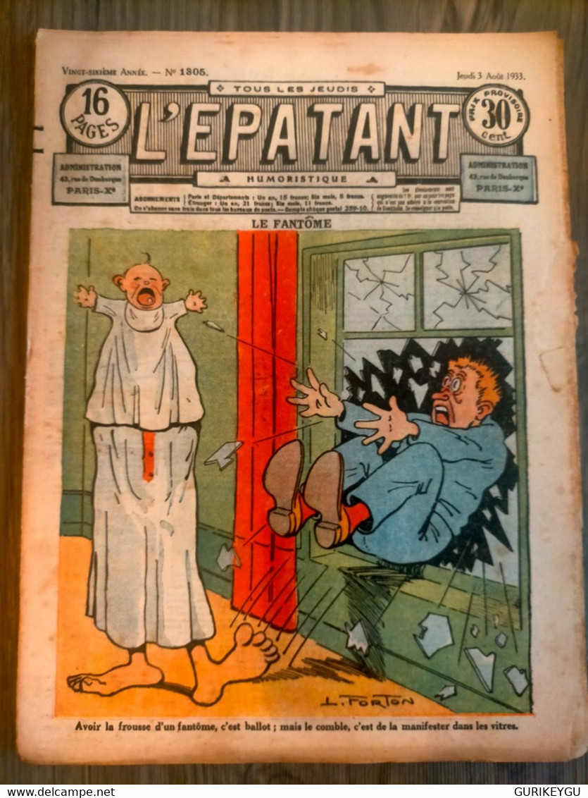 L'épatant N° 1305 LES PIEDS NICKELES FORTON  CALLAUD 03/08/1933  Dédé PASDEBILE DETECTIVE BIEN ++ - Pieds Nickelés, Les