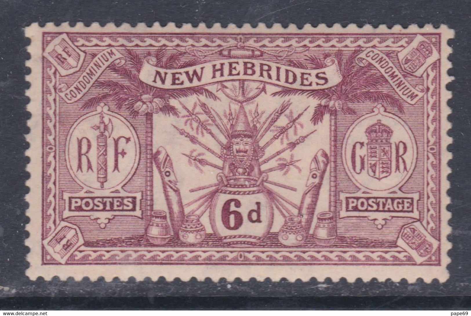 Nouvelles Hébrides N° 54 X Partie De Série : 6 P. Lilas-brun, Trace De Charnière Sinon TB - Unused Stamps