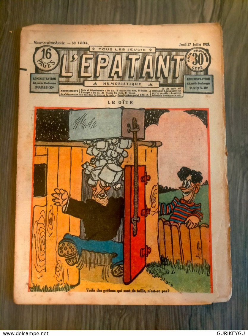 L'épatant N° 1304 LES PIEDS NICKELES FORTON  CALLAUD 27/07/1933  Dédé PASDEBILE DETECTIVE BIEN ++ - Pieds Nickelés, Les