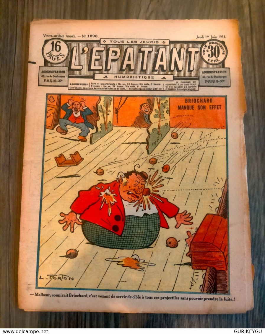 L'épatant N° 1296 LES PIEDS NICKELES FORTON  CALLAUD 01/06/1933  Dédé PASDEBILE DETECTIVE BIEN ++ - Pieds Nickelés, Les