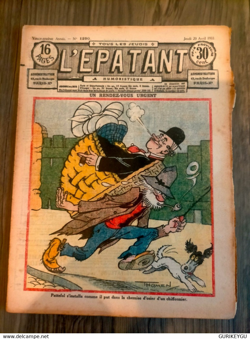 L'épatant N° 1290 LES PIEDS NICKELES FORTON  CALLAUD 20/04/1933  Dédé PASDEBILE DETECTIVE - Pieds Nickelés, Les