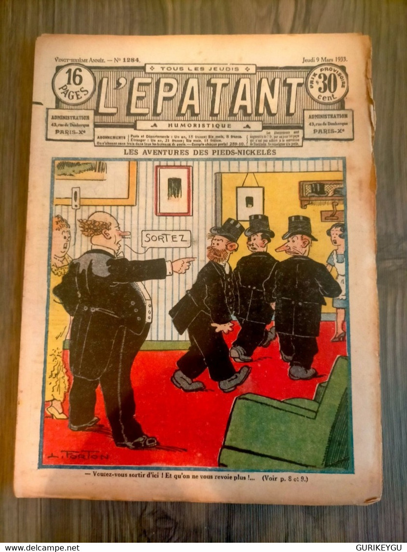 L'épatant N° 1284 LES PIEDS NICKELES FORTON  CALLAUD 09/03/1933  Dédé PASDEBILE DETECTIVE - Pieds Nickelés, Les