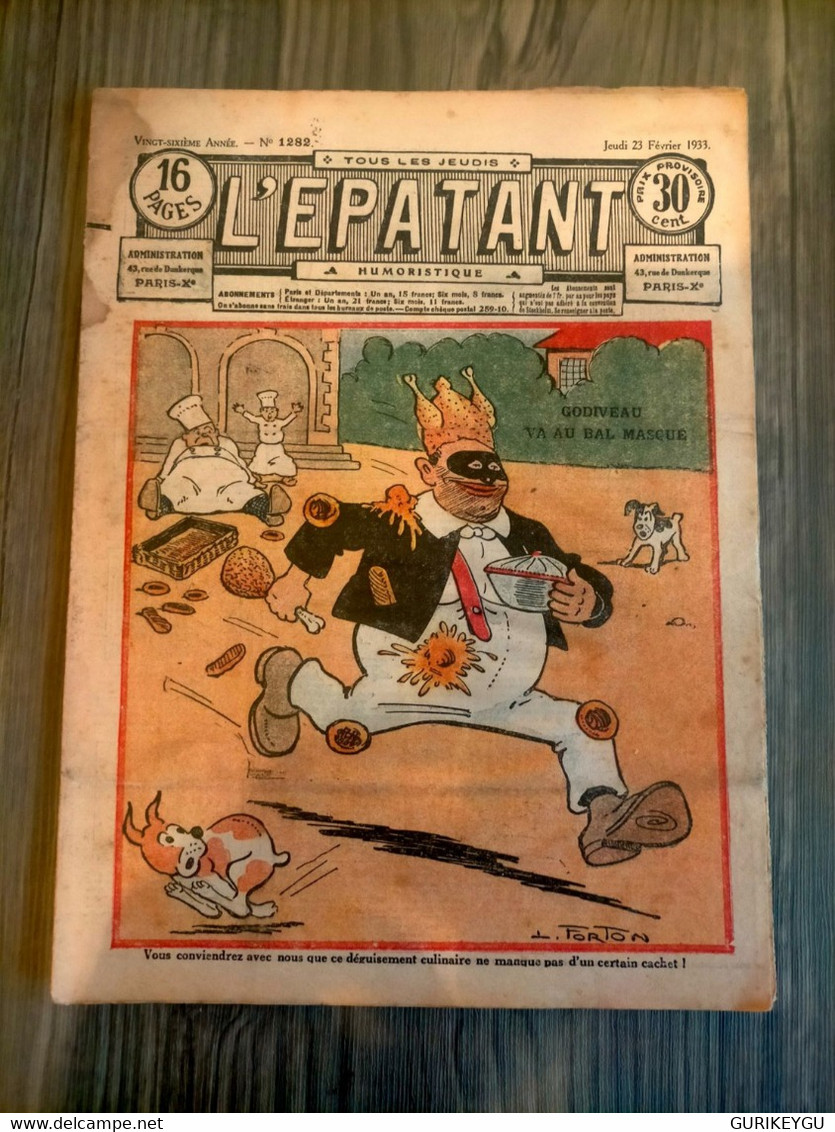 L'épatant N° 1282 LES PIEDS NICKELES FORTON  CALLAUD 23/02/1933  Dédé PASDEBILE DETECTIVE - Pieds Nickelés, Les