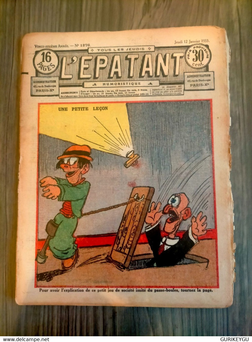 L'épatant N° 1276 LES PIEDS NICKELES FORTON  CALLAUD 12/01/1933  Dédé PASDEBILE DETECTIVE - Pieds Nickelés, Les