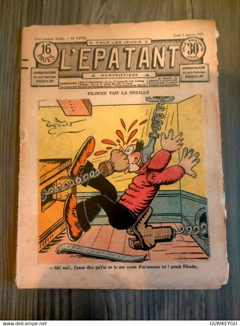 L'épatant N° 1275 LES PIEDS NICKELES FORTON  CALLAUD 05/01/1933  Dédé PASDEBILE DETECTIVE - Pieds Nickelés, Les