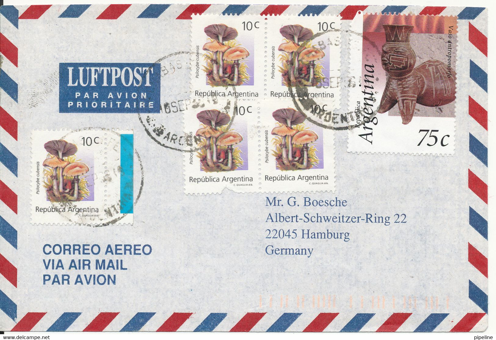 Argentina Air Mail Cover Sent To Germany 6-9-1996 - Briefe U. Dokumente