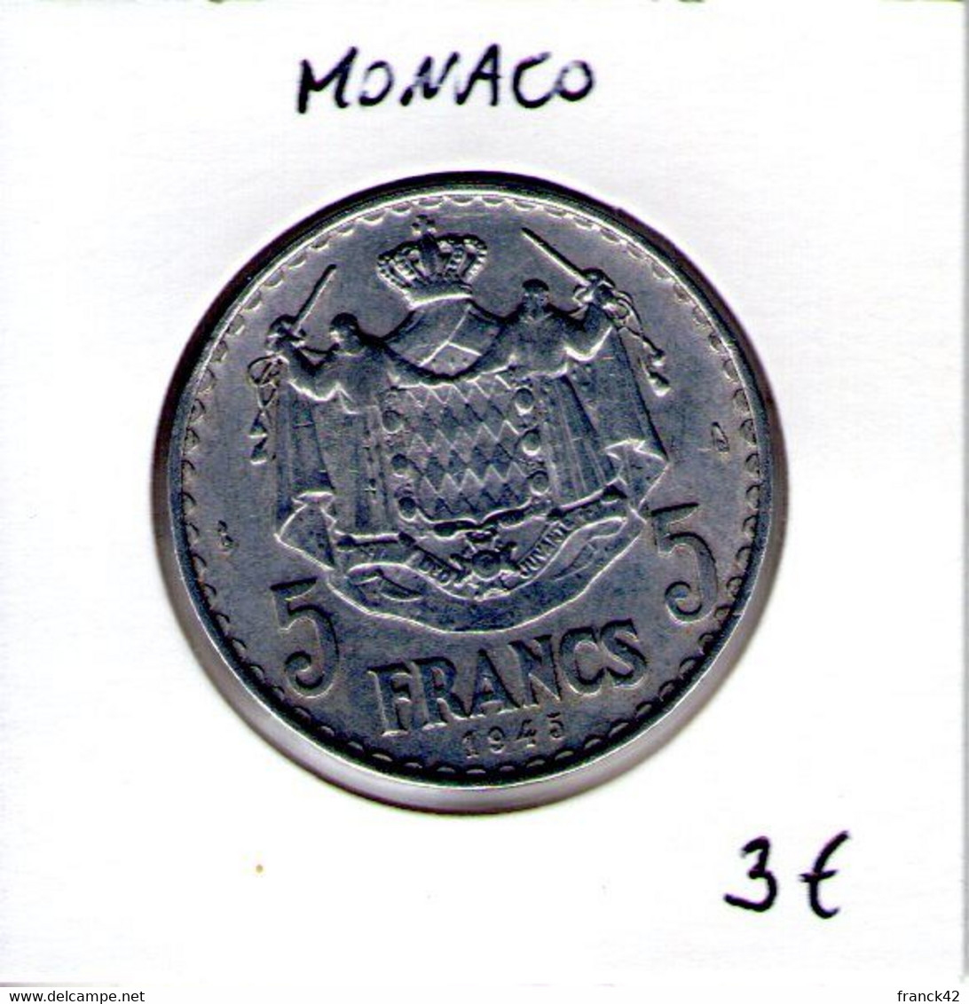 Monaco. 5 Francs. 1945 - 1922-1949 Louis II