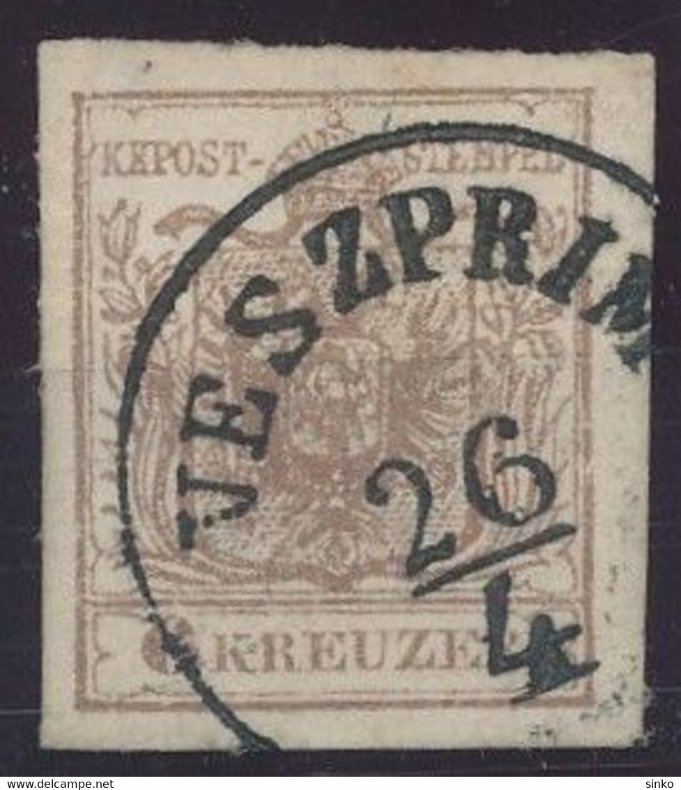 1850. Typography 6kr Stamp, VESZPRIM - ...-1867 Préphilatélie