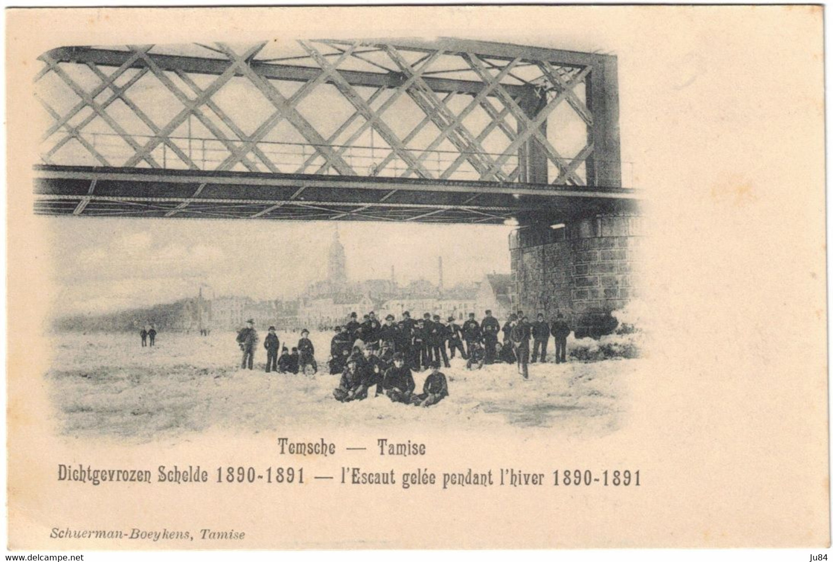 Belgique - Temse - Temsche -  Tamise - L'Escaut Gelée Pendant L'hiver 1890-1891 - Carte Postale Vierge - Traces Au Dos - Temse