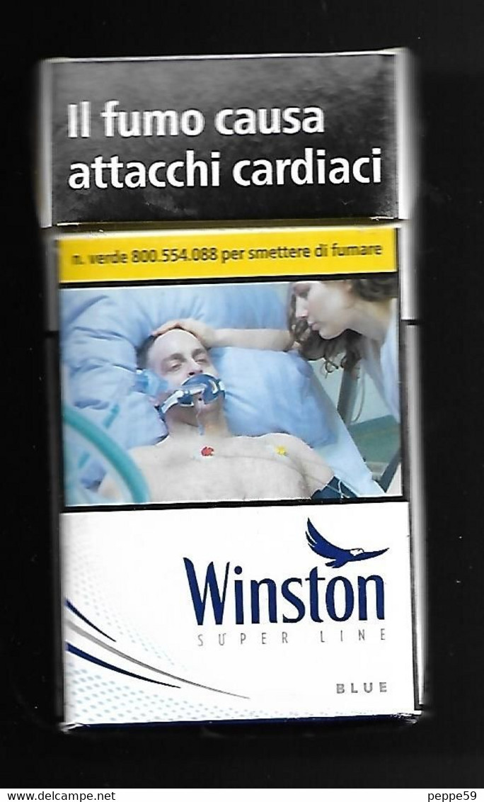 Tabacco Pacchetto Di Sigarette Italia - Winston Blue Super Line Da 20 Pezzi N.1 ( Vuoto ) - Sigarettenkokers (leeg)