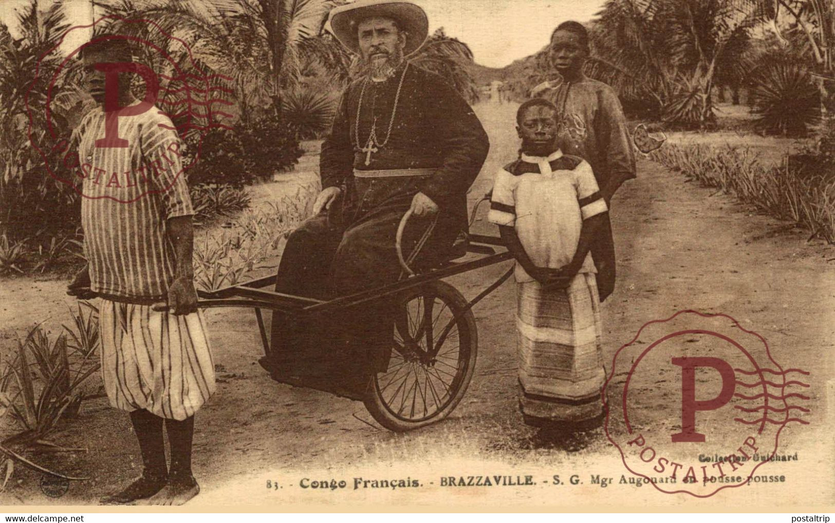 AFRICA. CONGO - CONGO FRANCAIS - BRAZAVILLE. S.G. MGR AUGOUARD EN POUSSE POUSSE. - Brazzaville