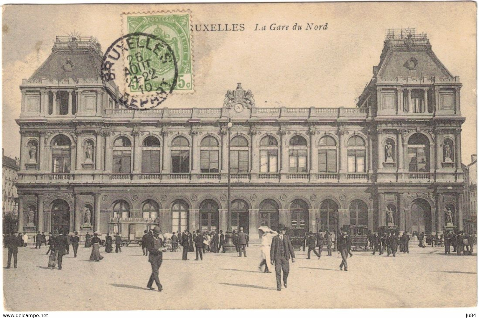 Belgique - Bruxelles Départ - Brussel - Bruxelles - La Gare Du Nord - Carte Postale Pour La France - 26 Août 1910 - Chemins De Fer, Gares