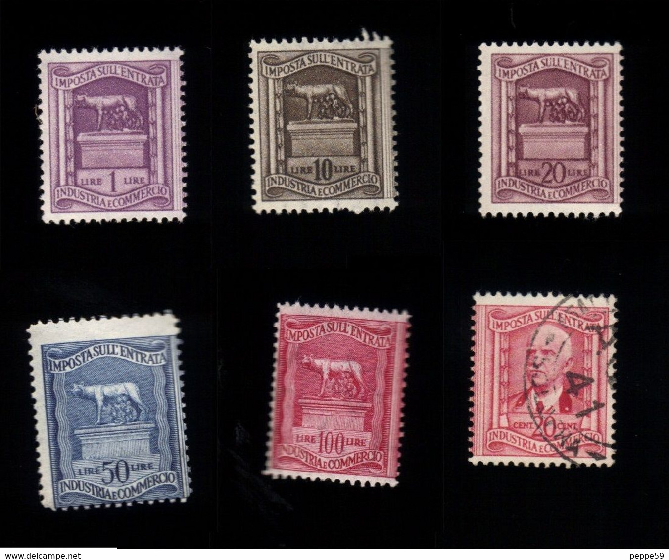 Imposta Sull' Entrata Industria E Commercio 6 Valori - Revenue Stamps