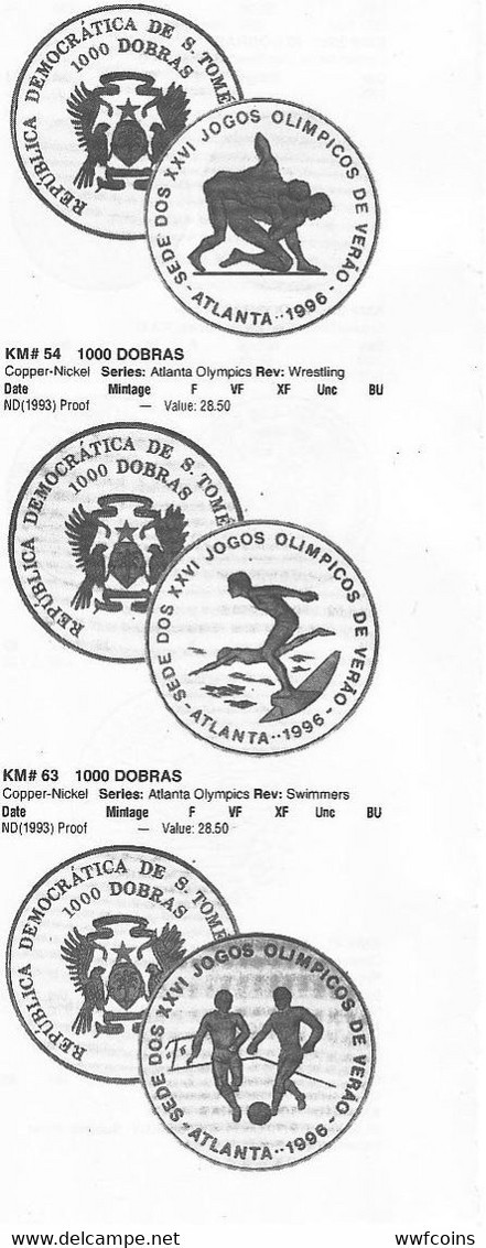 SAINT THOMAS & PRINCE 12X1000 D 1996 CU-NI PROOF BRUNITE VERY RARE ATLANTA OLYMPIC GAMES MINTAGE 1000PCS UNC. - Sao Tome Et Principe