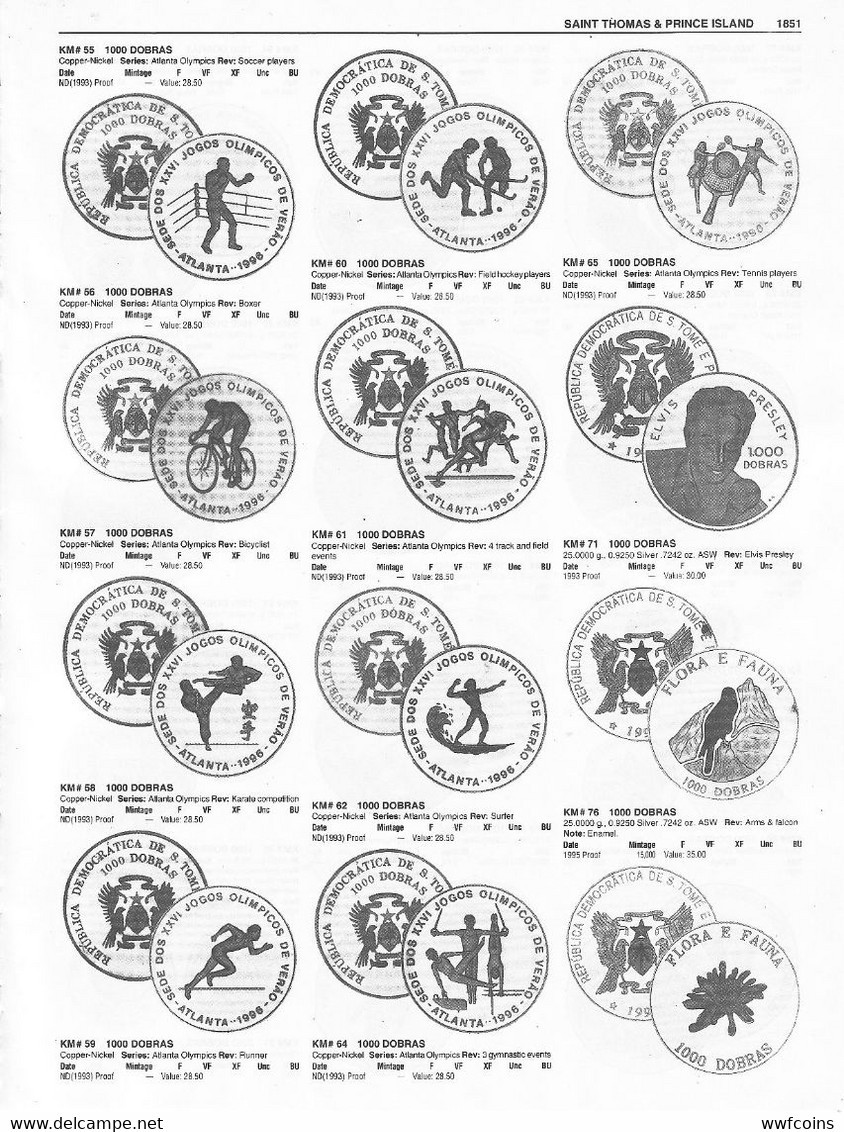 SAINT THOMAS & PRINCE 12X1000 D 1996 CU-NI PROOF BRUNITE VERY RARE ATLANTA OLYMPIC GAMES MINTAGE 1000PCS UNC. - Sao Tome Et Principe