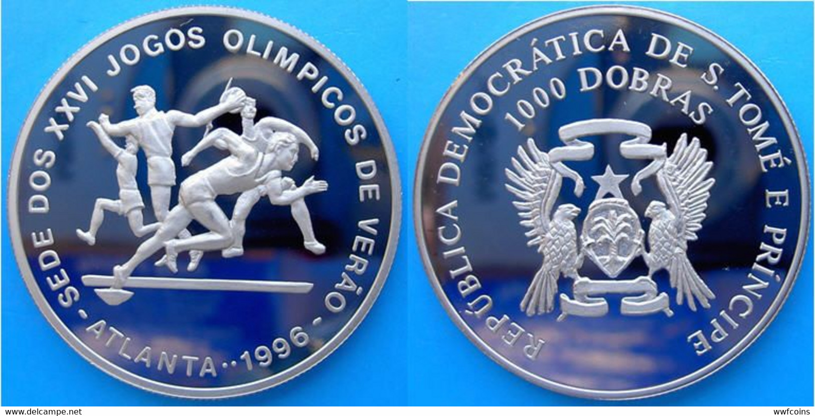 SAINT THOMAS & PRINCE 12X1000 D 1996 CU-NI PROOF BRUNITE VERY RARE ATLANTA OLYMPIC GAMES MINTAGE 1000PCS UNC. - Sao Tome Et Principe