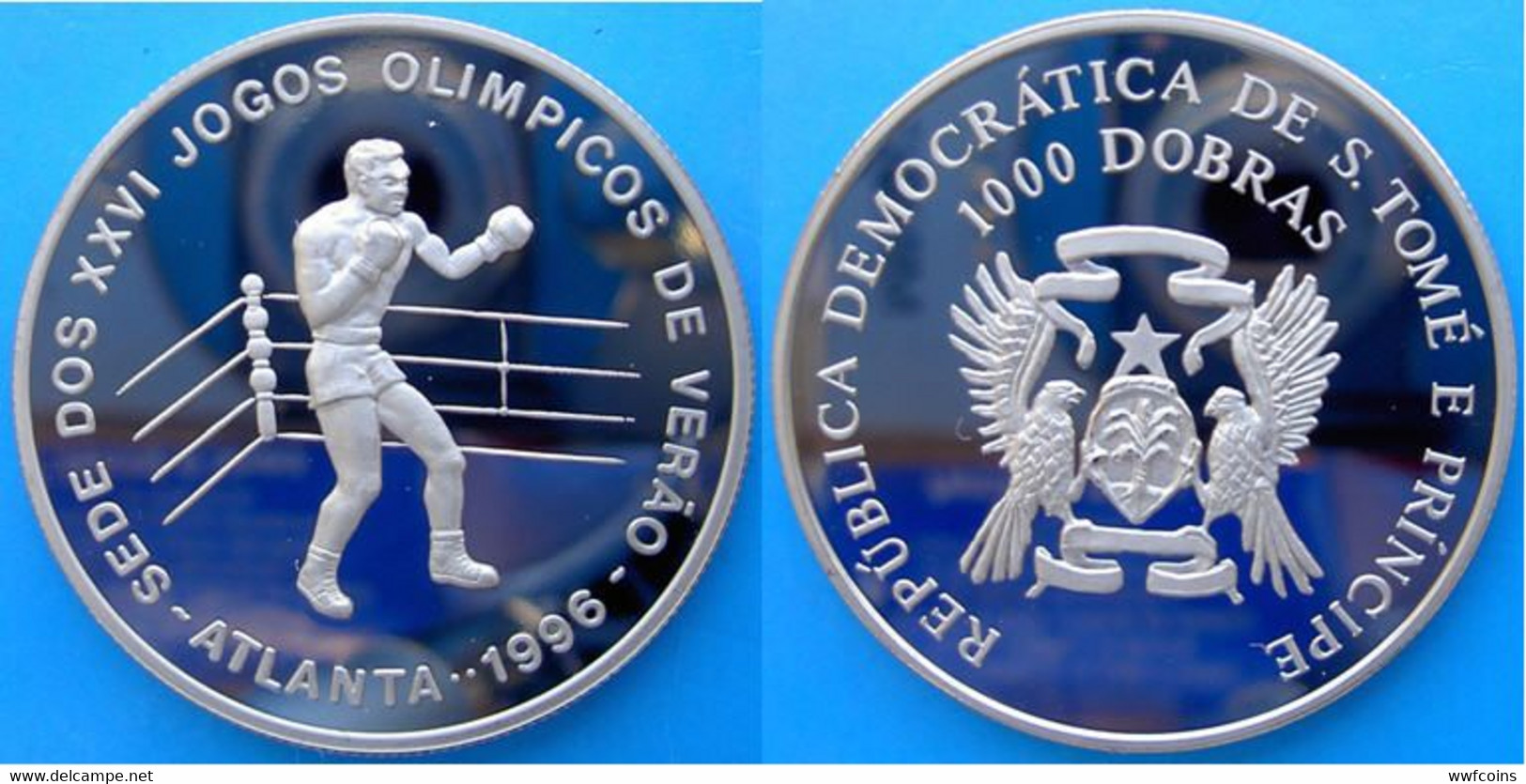 SAINT THOMAS & PRINCE 12X1000 D 1996 CU-NI PROOF BRUNITE VERY RARE ATLANTA OLYMPIC GAMES MINTAGE 1000PCS UNC.