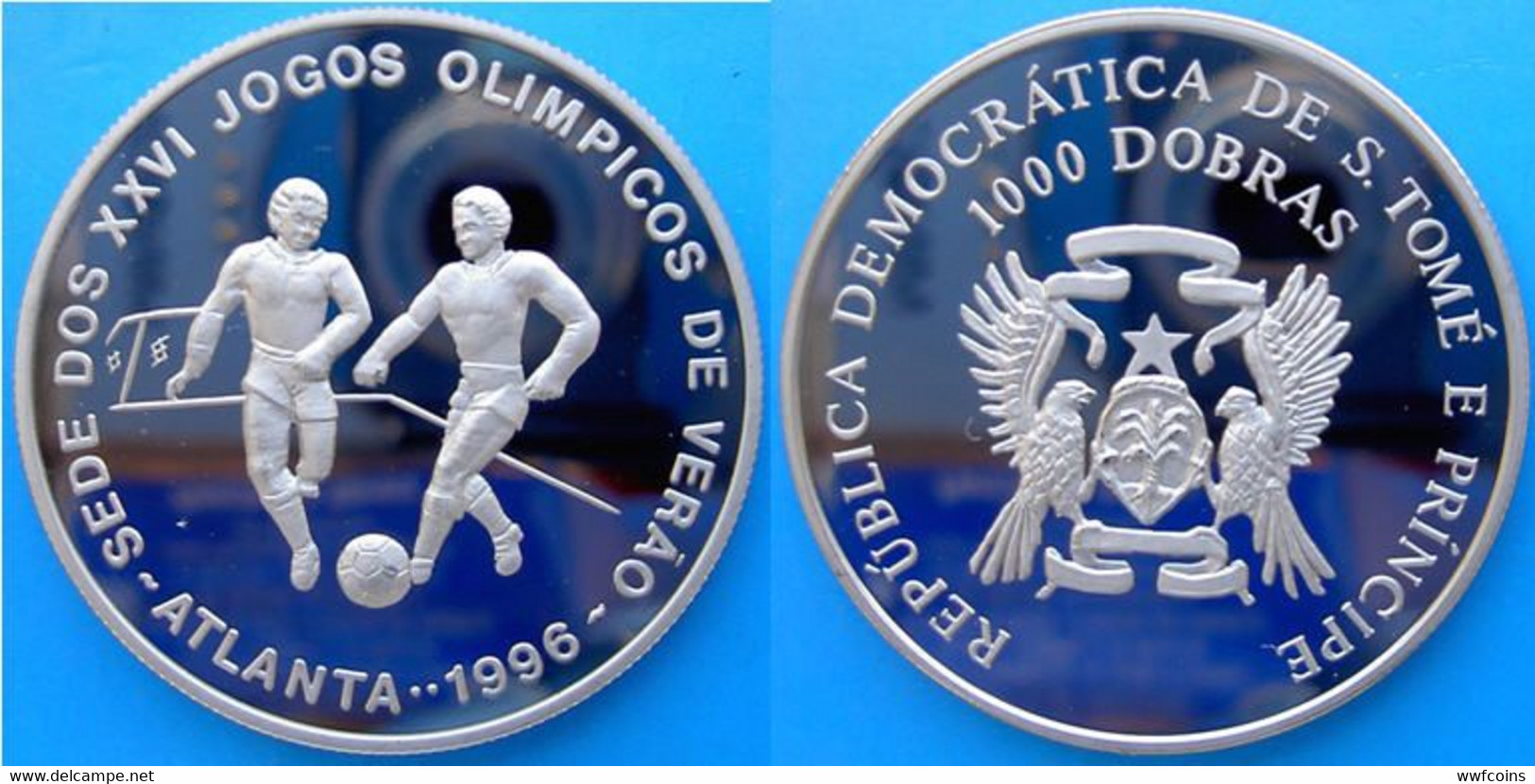 SAINT THOMAS & PRINCE 12X1000 D 1996 CU-NI PROOF BRUNITE VERY RARE ATLANTA OLYMPIC GAMES MINTAGE 1000PCS UNC.