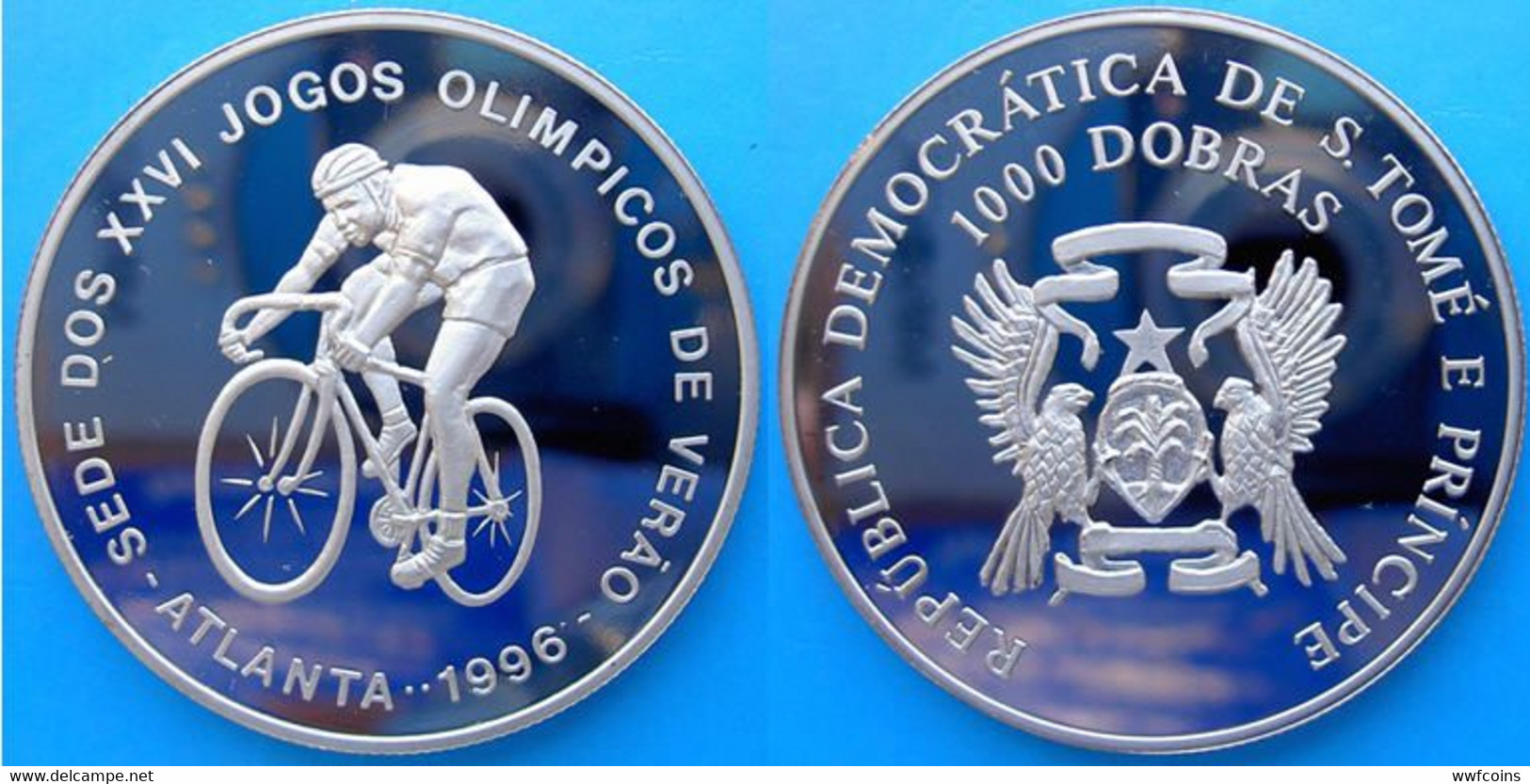 SAINT THOMAS & PRINCE 12X1000 D 1996 CU-NI PROOF BRUNITE VERY RARE ATLANTA OLYMPIC GAMES MINTAGE 1000PCS UNC.