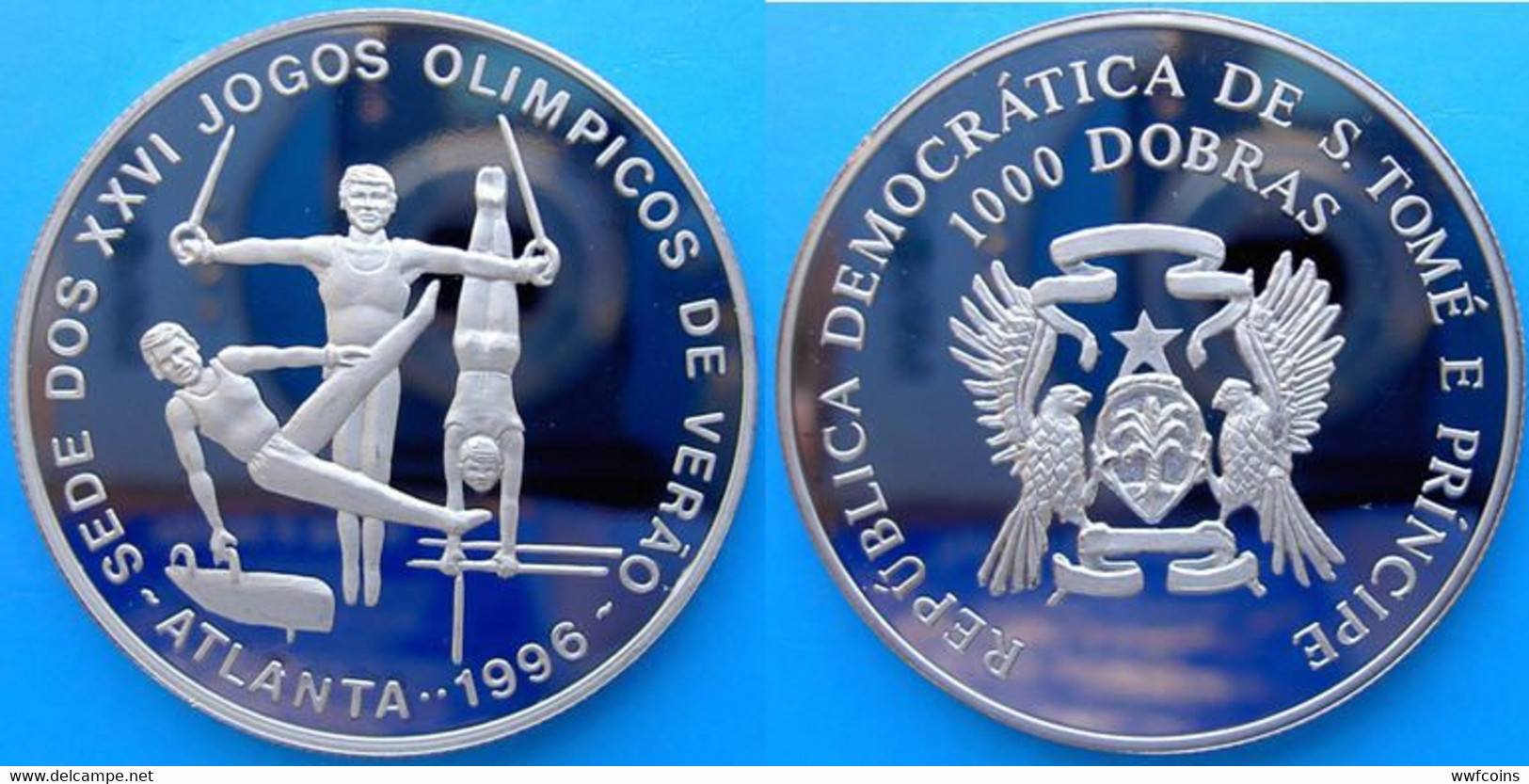 SAINT THOMAS & PRINCE 12X1000 D 1996 CU-NI PROOF BRUNITE VERY RARE ATLANTA OLYMPIC GAMES MINTAGE 1000PCS UNC.
