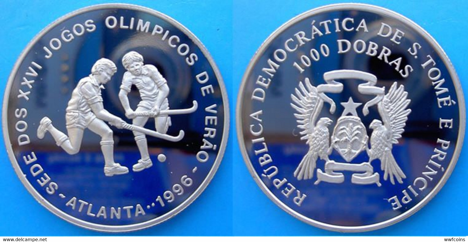 SAINT THOMAS & PRINCE 12X1000 D 1996 CU-NI PROOF BRUNITE VERY RARE ATLANTA OLYMPIC GAMES MINTAGE 1000PCS UNC.