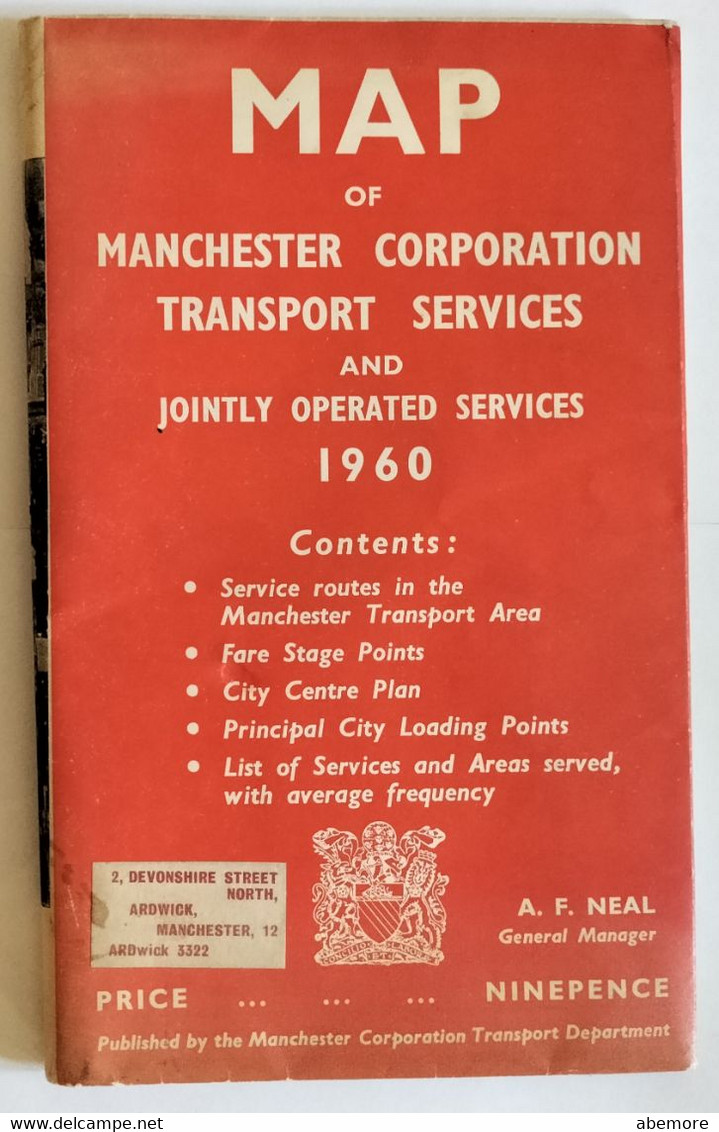 Plan Des Transports Publics De Manchester, 1960 / Map Of Manchester Corporation Transport Services, 1960 - Europe