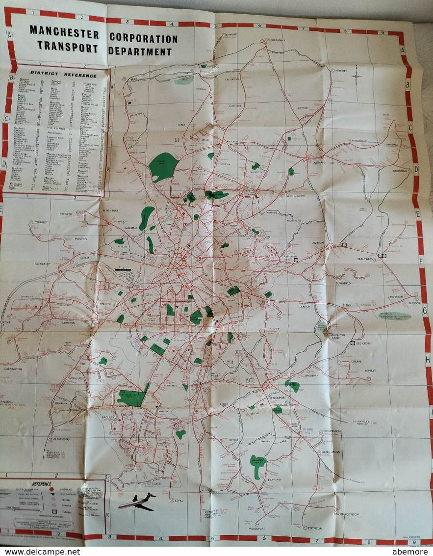 Plan Des Transports Publics De Manchester, 1960 / Map Of Manchester Corporation Transport Services, 1960 - Europe