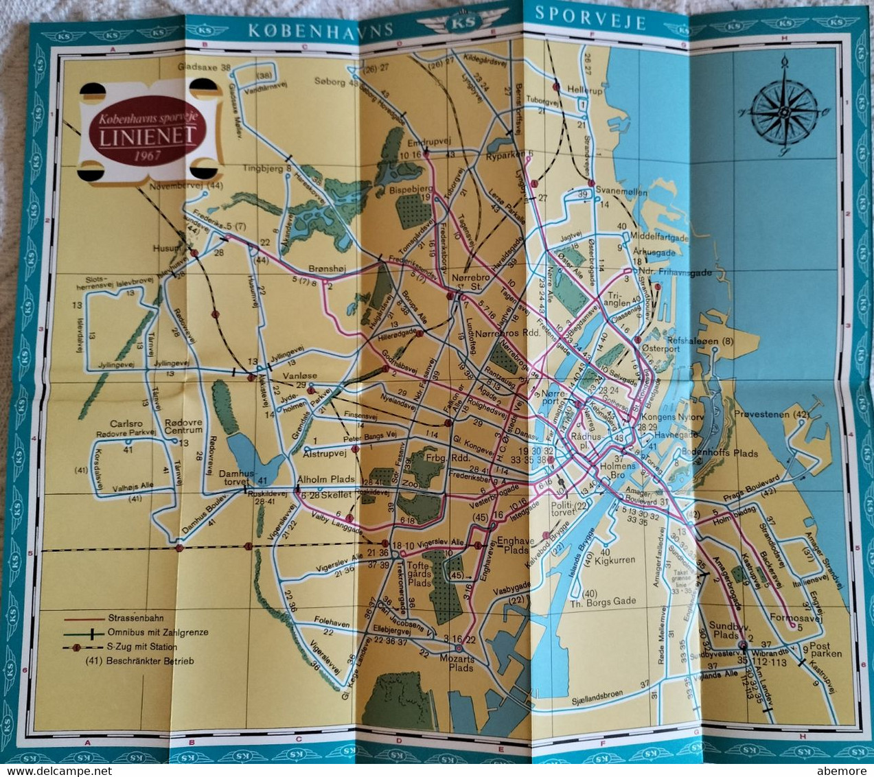 Plan Du Réseau Des Transports De Copenhague, 1967 / LINIENET - KØBENHAVNS SPORVEJE - Europe