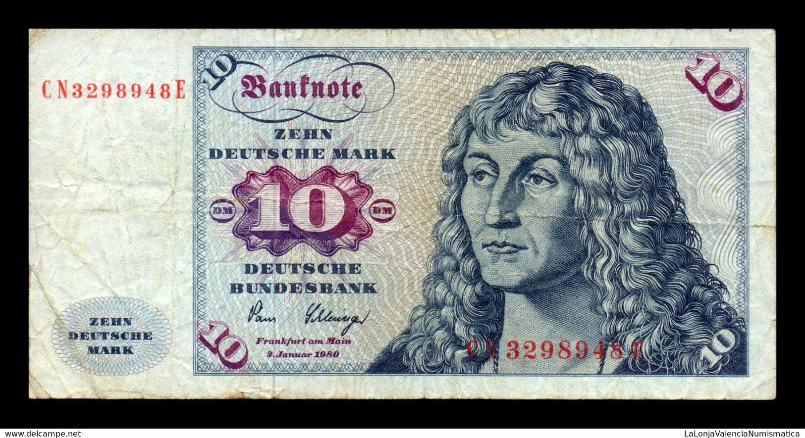 Alemania Germany Fed. Rep. 10 Deutsche Mark 1980 Pick 31d BC/+ VF/+ - 10 DM