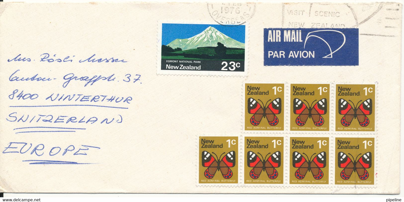 New Zealand Cover Sent Air Mail To Switzerland Matamata 2-2-1976 - Luftpost