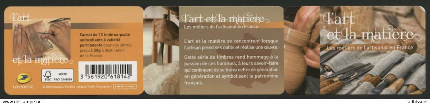 2015 Carnet AUTOADHESIF BC 1070 L'art Et La Matière, Métiers De L'artisanat. Vendu à La Valeur Faciale. Neuf. Qalité TB - Commémoratifs