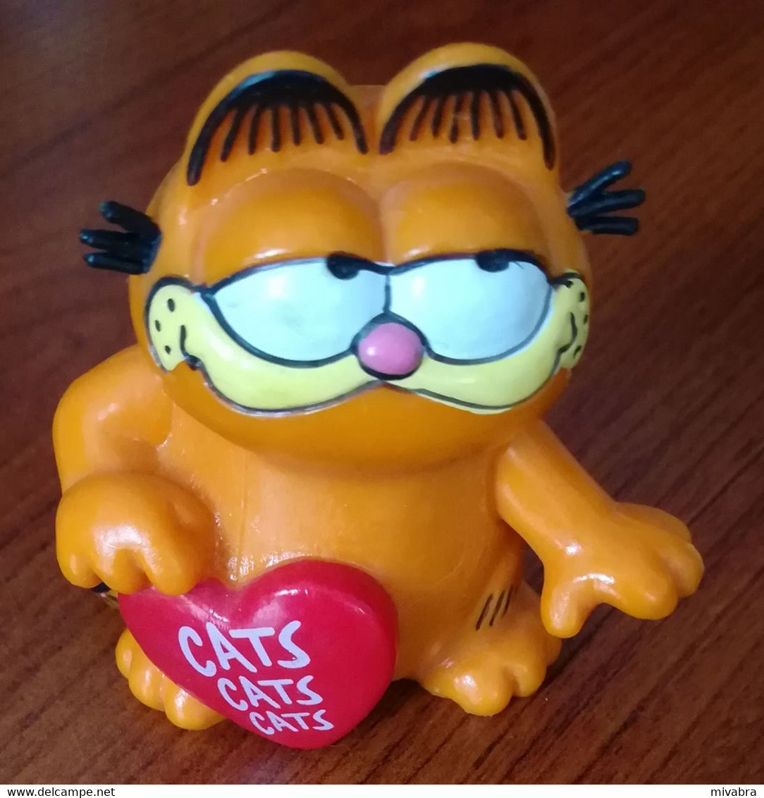 3 X GARFIELD BULLY PVC FIGURE 1981 ( TENNIS - CATS - LASAGNA ) - Other & Unclassified