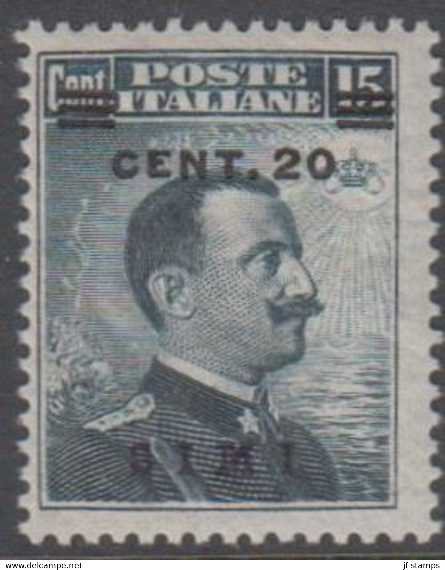 1916/22. Viktor Emanuel III. CENT. 20 On 15 C. Overprinted SIMI.  (Michel 10 XII) - JF141019 - Egeo