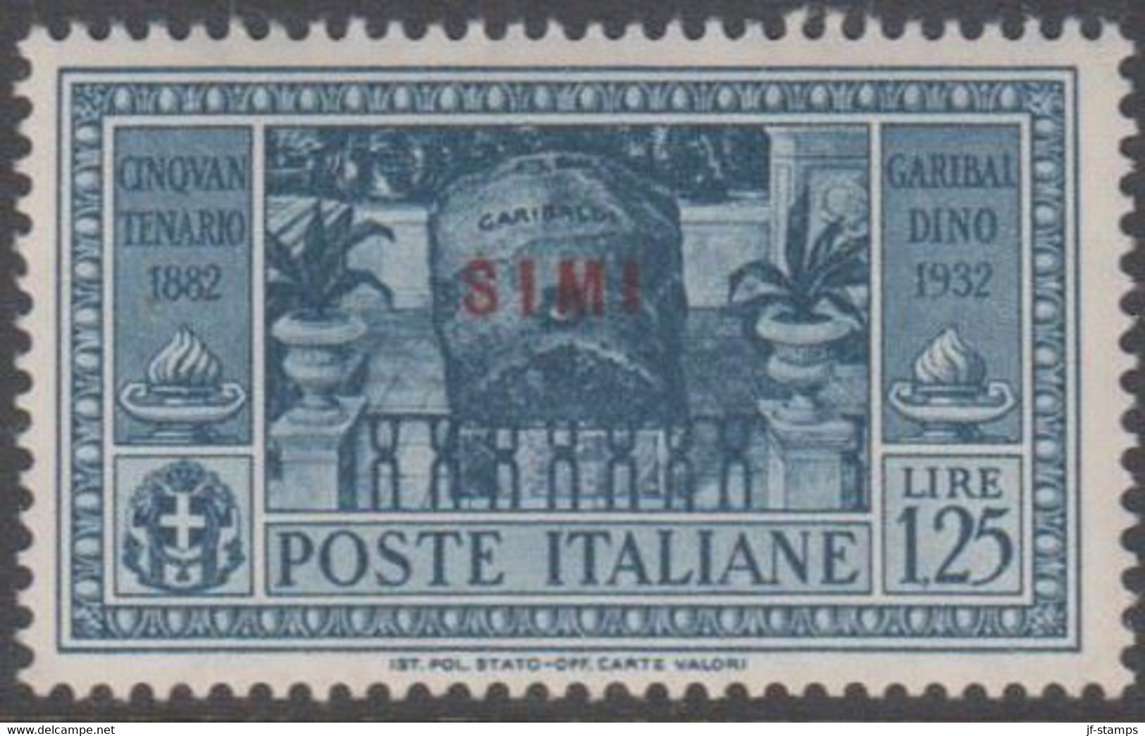 1932. Garibaldi. 1,25 L. Overprinted SIMI.  (Michel 94 XII) - JF141022 - Egeo